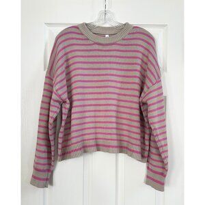 Wishlist Pink Taupe Striped Cotton Sweater - Size Medium